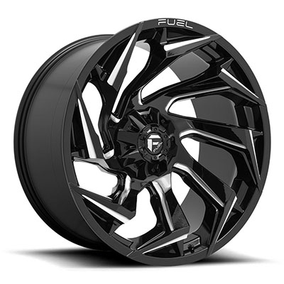 FUEL Off-Road Reaction D753 Wheel, 20x9 with 5 on 5.5/5 on 150 Bolt Pattern - Black / Milled - D75320907057